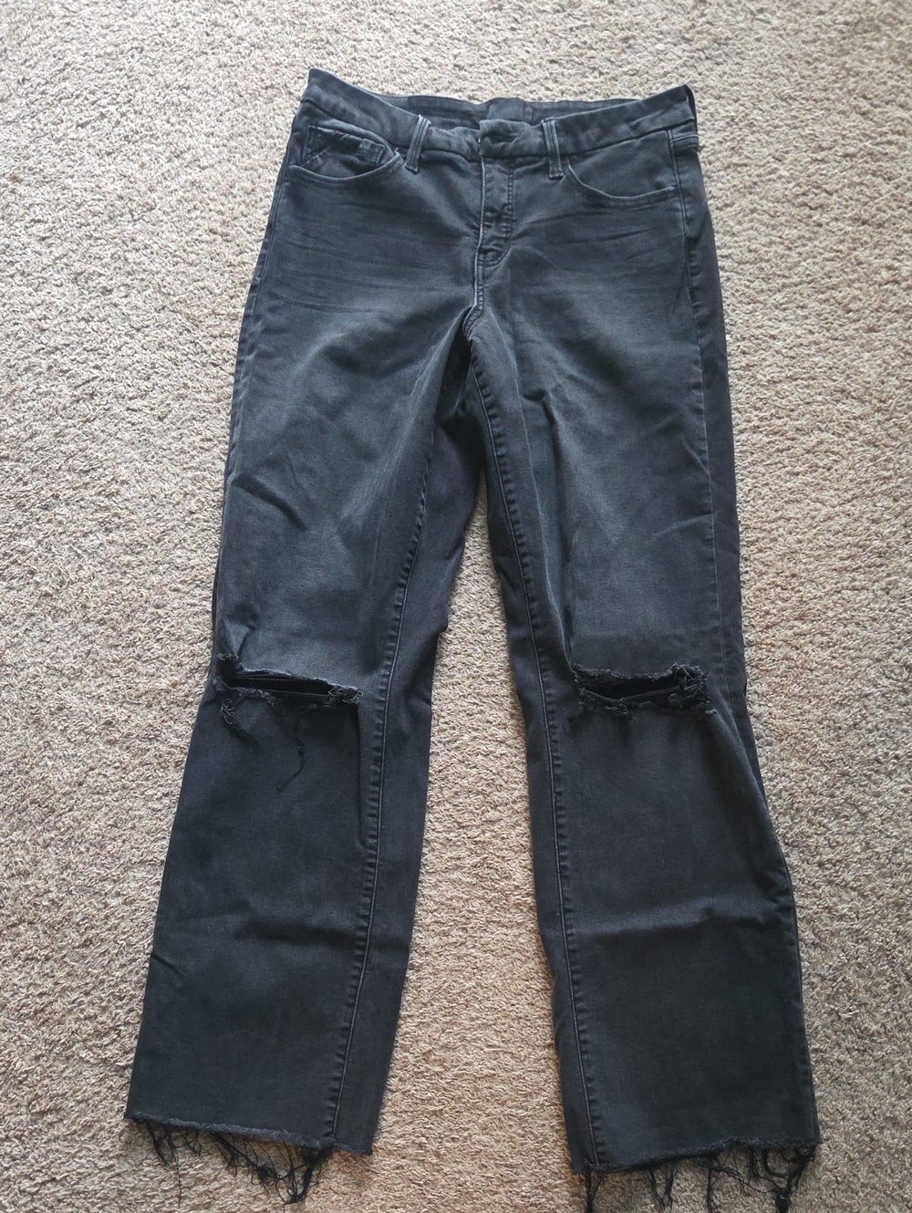 Buckle Women's Black Distressed Wide-Leg Jeans